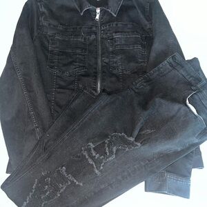 Men black jeans(40/32)with matching jacket sz XXL